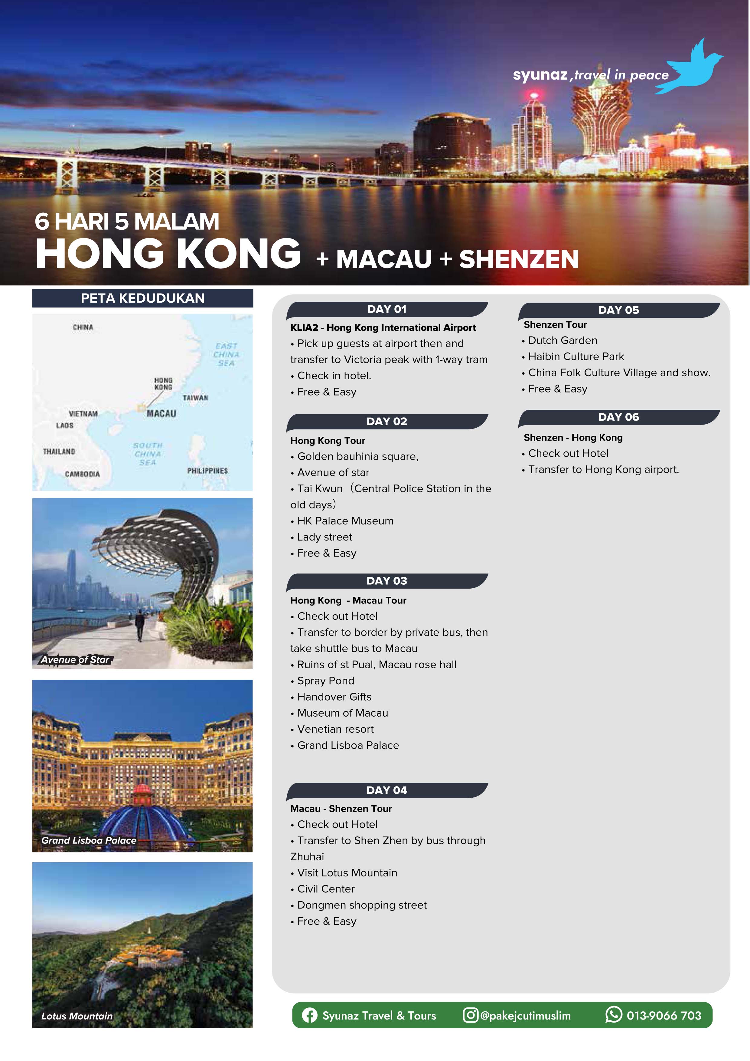 Hong Kong - Macau - Shenzen 6D5N