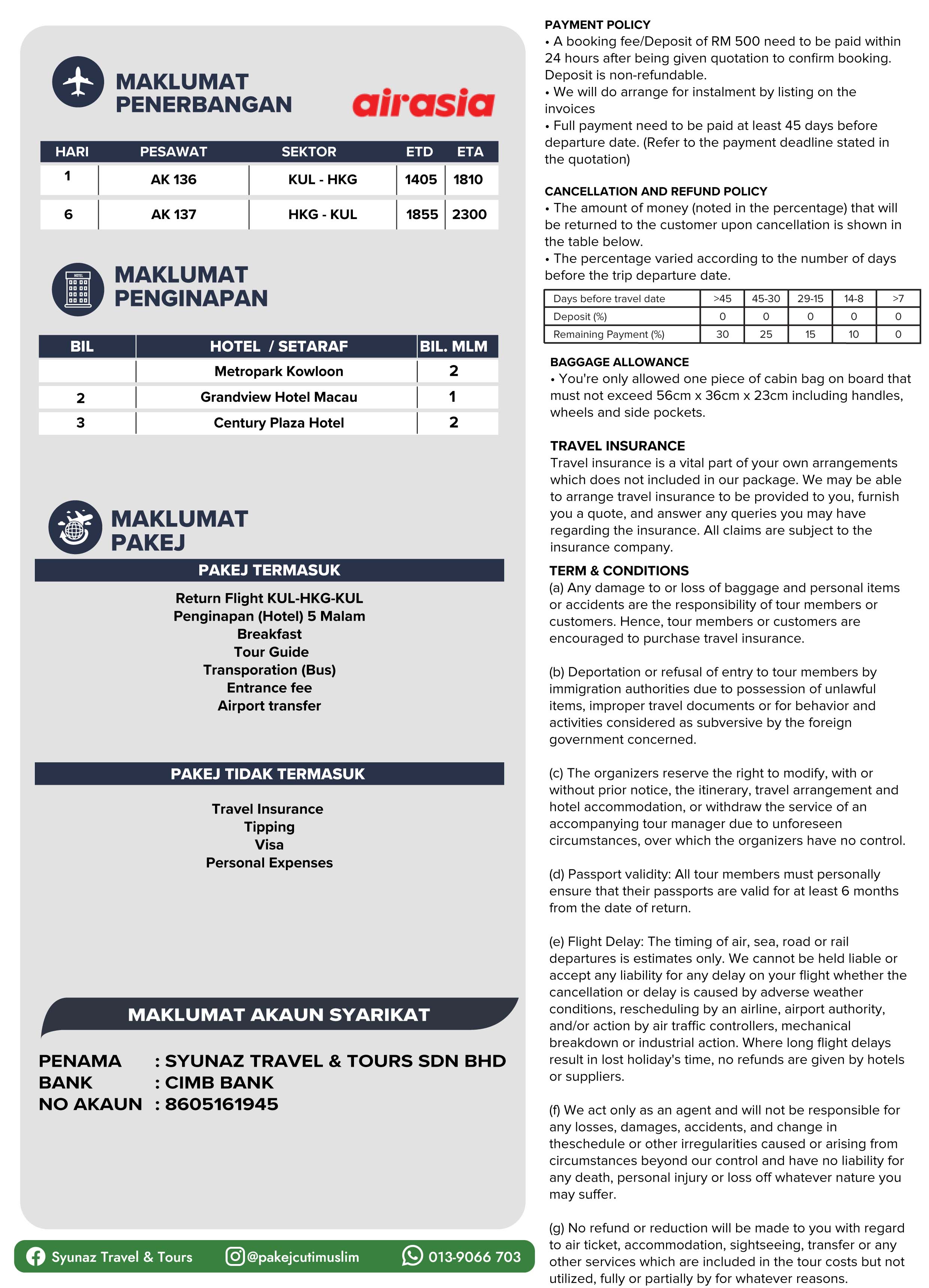 Hong Kong - Macau - Shenzen 6D5N